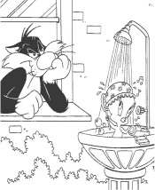 Tweety and Sylvester coloring page