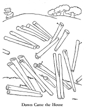 Fairy Tale 3 little pigs coloring page
