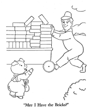 Fairy Tale 3 little pigs coloring pages